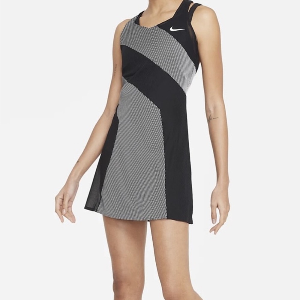 Nike Naomi Osaka 2021 Monte Carlo tennis dress size M mesh black gray stripes - Picture 2 of 9